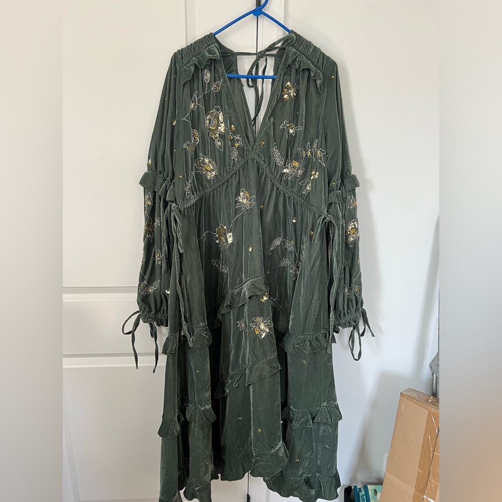 Asos Design Velvet Beaded Maxi Dress